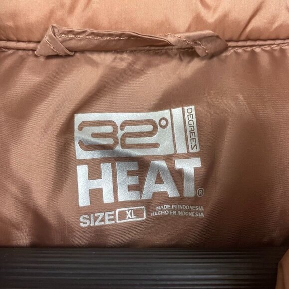 32 Degrees Heat XL Brown Puffer Vest Nylon Shell Zip Front Quilted Lightweight d - Picture 2 of 7